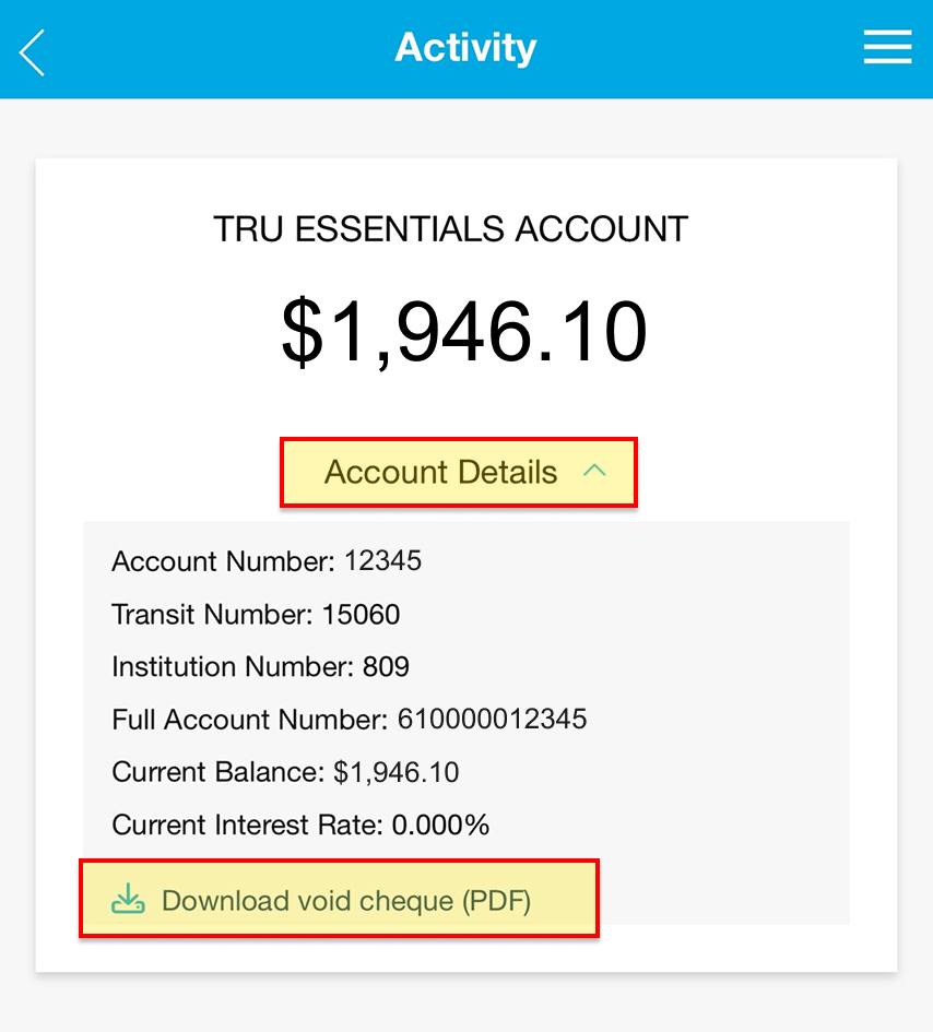 App Account Details